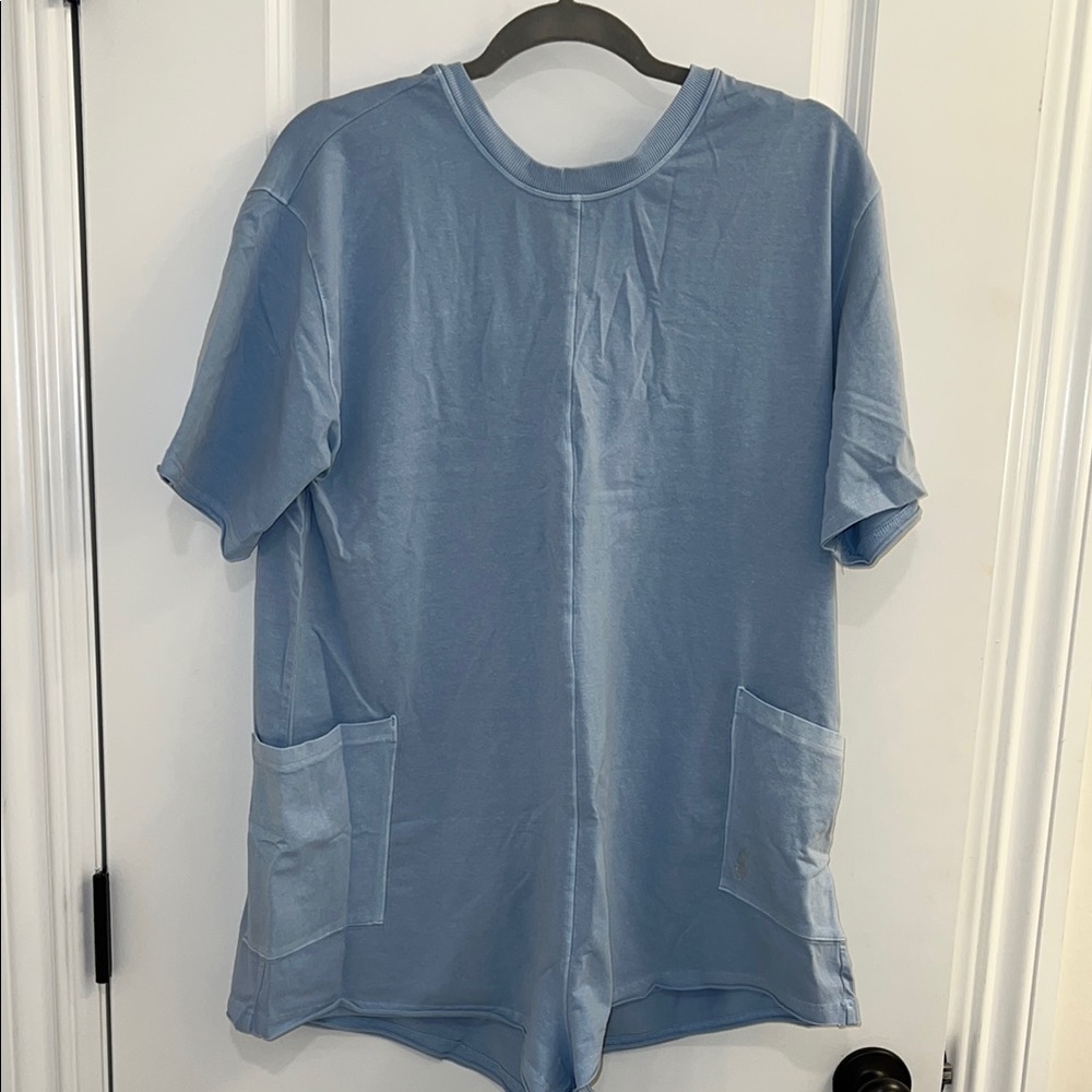 Free People Hot Shot Tee Romper in size small color steel